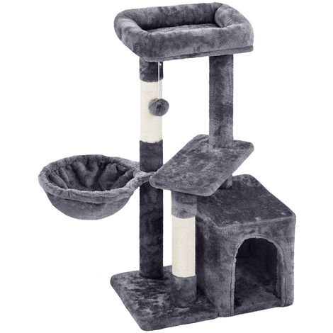 Yaheetech – Arbre à chat multilevel 87 cm – Cachette, panier, griffoirs en sisal – Panneaux de particules E1 – Pour 1-2 chats jusqu'à 4,5 kg