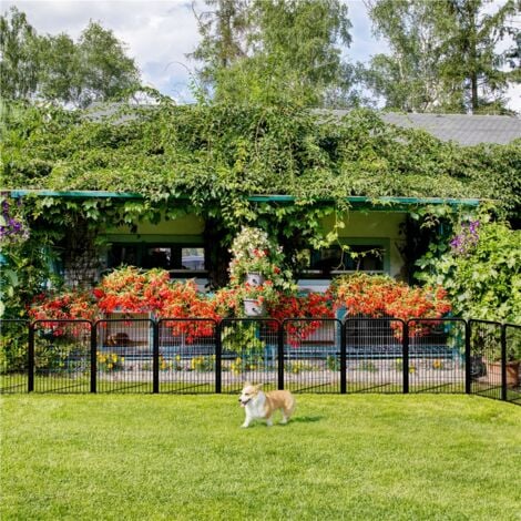 Yaheetech Parc pour Chiens Cage Chenils Chien 8 Panneaux Enclos en métal Clôture pour Chiot Rongeur Lapin Interieur Barriere Chien avec Porte 80 cm de Hauteur