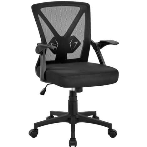 Yaheetech – Chaise de bureau ergonomique avec accoudoirs relevables – Dossier en maille respirante – Hauteur réglable 45-55 cm – Largeur 59 cm – Capacité 136 kg