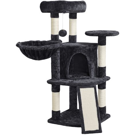 Yaheetech – Arbre à chat en sisal 106 cm – Griffoir tour de jeux avec centre d'activités – Niche, perchoir et accessoires inclus – Noir