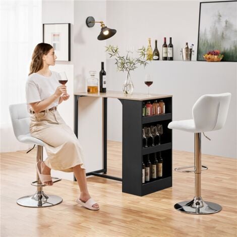 Yaheetech Lot de 2 Tabourets de Bar Réglables en Hauteur Modernes,Chaises de Bar en Similicuir et Métal,Tabouret Haut Capacité de Charge Maximale 136 kg,44 × 50,5 × 89 cm Blanc
