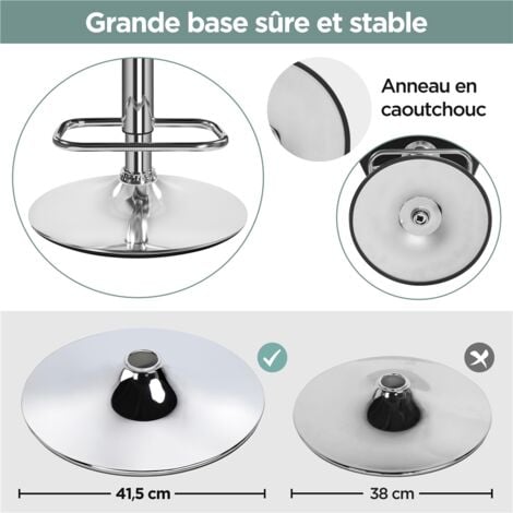 Yaheetech Lot de 2 Tabourets de Bar Réglables en Hauteur Modernes,Chaises de Bar en Similicuir et Métal,Tabouret Haut Capacité de Charge Maximale 136 kg,44 × 50,5 × 89 cm Noir