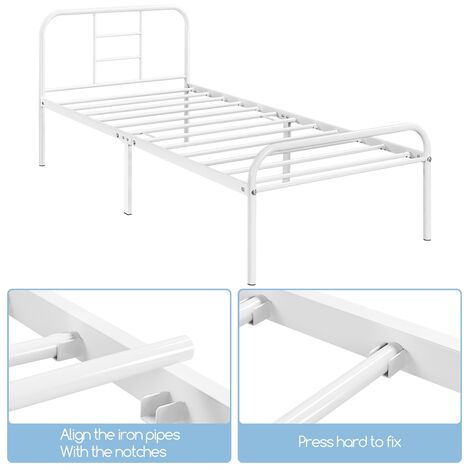 Cadre De Lit Plateforme 90x200 Cm Avec LED Et Station De Charge - Métal Noir - Rangement Intégré - Sans Sommier
