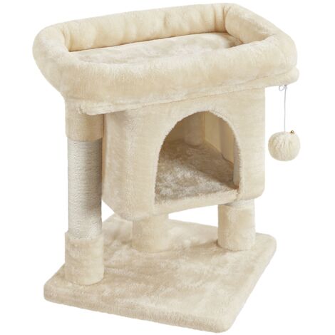 Yaheetech Arbre à Chat Design avec Niche et Plate-Forme Arbre-griffoir Tour pour Chat Hauteur 59cm Beige