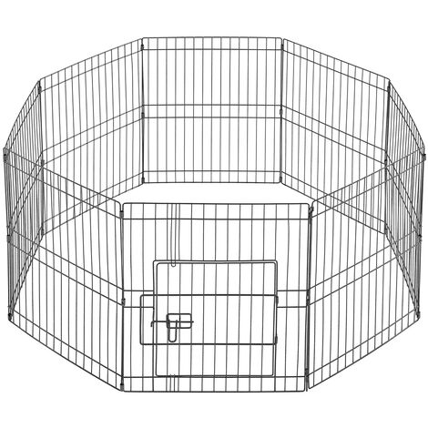Yaheetech – Parc pour chien pliant 8 panneaux en métal – Dimensions 61 x 52 cm – Résistant à l'eau – Configuration octogonale possible
