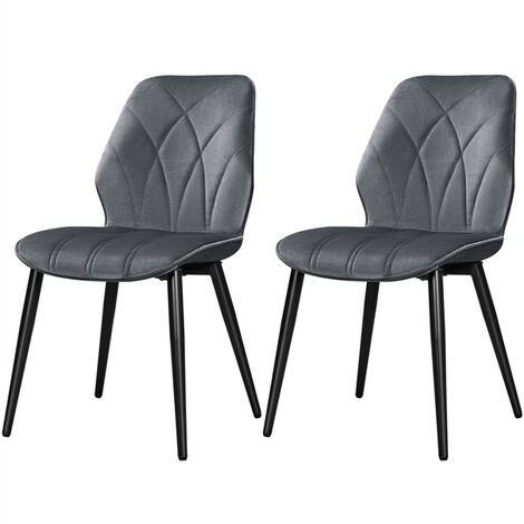 Yaheetech – Lot de 2 chaises de salle à manger en velours gris foncé – Dossier haut effet pétale – Pieds en métal – Confort optimal pour cuisine et bureau (1/5)