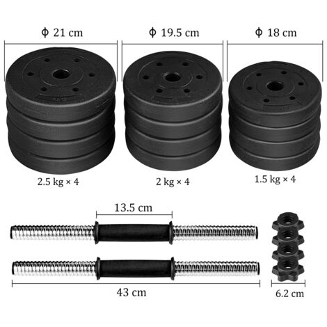 Lot De 2 Haltères Réglables TREXO 5,75 Kg – Poignée Antidérapante, Acier Robuste