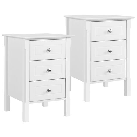 Yaheetech – Lot de 2 tables de chevet en MDF blanc – 3 tiroirs – Dimensions 40x40x60 cm – Style moderne pour chambre ou bureau