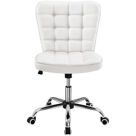 Yaheetech – Chaise de bureau à roulettes en similicuir blanc – Assise réglable et dossier rembourré – Vérin pneumatique SGS – Capacité 136 kg