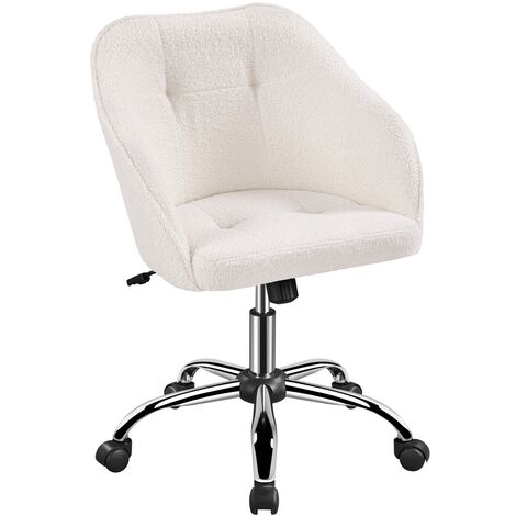 Yaheetech – Chaise de bureau ergonomique pivotante 360° – Dossier inclinable – Hauteur d'assise réglable 45,5-55,3 cm – Large assise rembourrée Ivoire