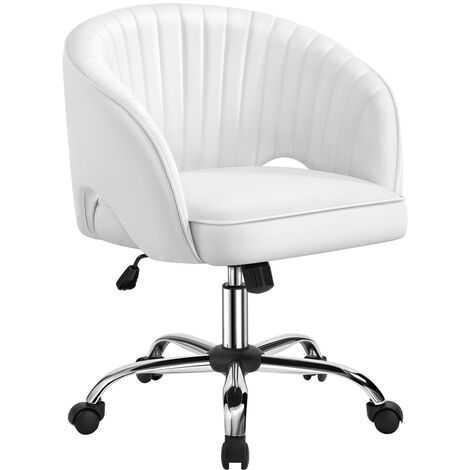 Yaheetech – Fauteuil de bureau réglable en hauteur – Dossier capitonné arrondi – Roulettes pivotantes 360° – Base métallique chromée – Confort optimal