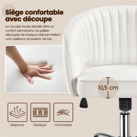 Fauteuil Club Fauteuil Salon Similicuir Blanc - Chaise D'appoint Avec Coussin Moelleux - Support 136 Kg Chaise D'appoint Blanc