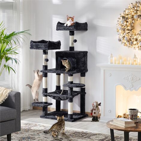 100cm Arbre à Chat, Revêtement Doux, Condo Privé, 2 Perchoirs En Formes De Fleur Plateformes De Saut Jouet Suspendu Balle A Ressort 97563547