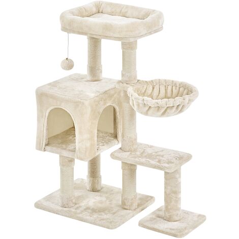 Yaheetech Arbre à Chat Arbre à Grimper Griffoir avec Plate-Forme Centre d'activités et Boule en Peluche Hauteur 96cm Beige