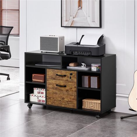 Caisson et casier de bureau Idimex Caisson de bureau LAGOS meuble de  rangement sur roulettes avec 5 tiroirs, en pin massif lasuré blanc et bleu