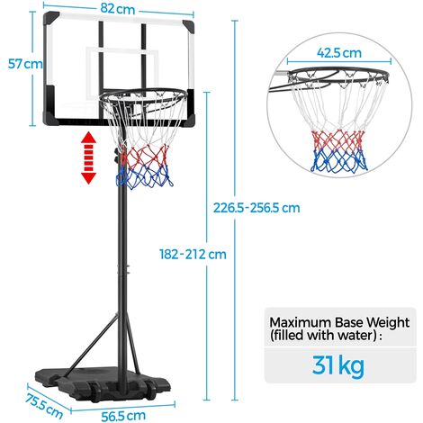 VEVOR Panier de Basket Exterieur Interieur Portable Reglable en
