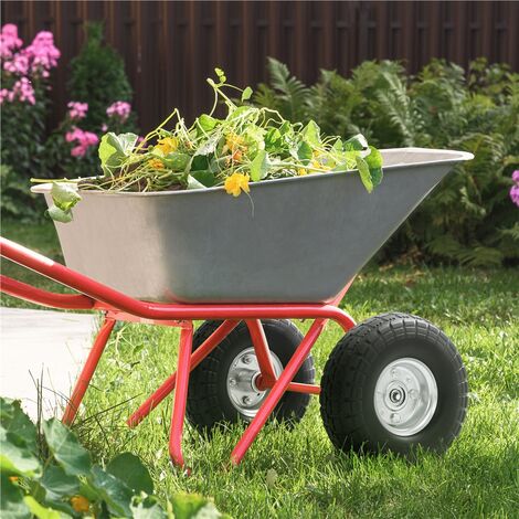 Yaheetech Roue Increvable avec Pneu Plein Roue de Brouette Pour Diable Chariot de Jardin Jante en Acier 2 pièces