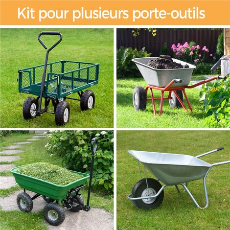 Yaheetech Roue Increvable avec Pneu Plein Roue de Brouette Pour Diable Chariot de Jardin Jante en Acier 2 pièces