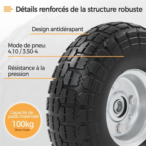 Yaheetech Roue Increvable avec Pneu Plein Roue de Brouette Pour Diable Chariot de Jardin Jante en Acier 2 pièces