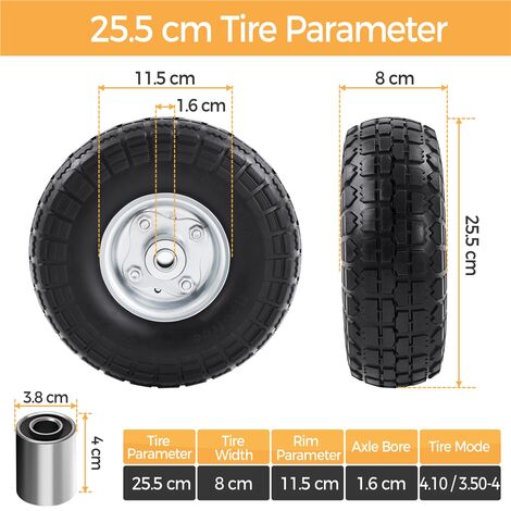 Roue De Chariot Jardin 17.8cm - Double Roulement, 360°, Charge 250kg, PU