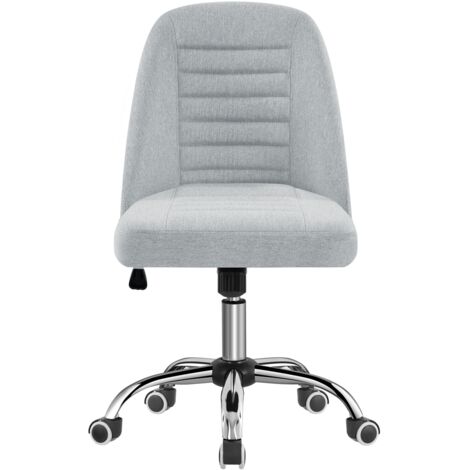Yaheetech Chaise de Bureau à Dossier Moyen Chaise d'ordinateur en Similicuir à roulettes Base en Métal Chromé Assise Réglable en Hauteur Siège Moderne Gris clair