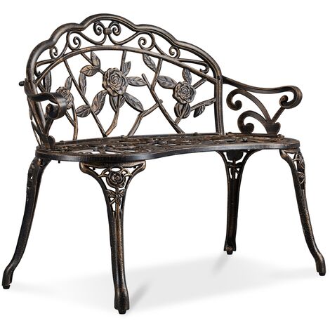 Yaheetech Banc de Jardin Extérieur Mobilier de Jardin en Aluminium Siège de Parc 99,5 x 57 x 78,5cm Bronze