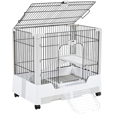 Yaheetech Cage pour Lapin Roulante à 2 Niveaux Cage pour Petits Animaux avec Plateforme Rampe Cochons d'Inde Furets Chinchillas 75,5x50,5x67,5cm