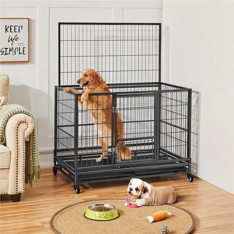 Yaheetech Cage pour Chien Intérieur Cage pour Animaux 106×65×81 cm Maison pour Chien Niche pour Animaux de Compagnie