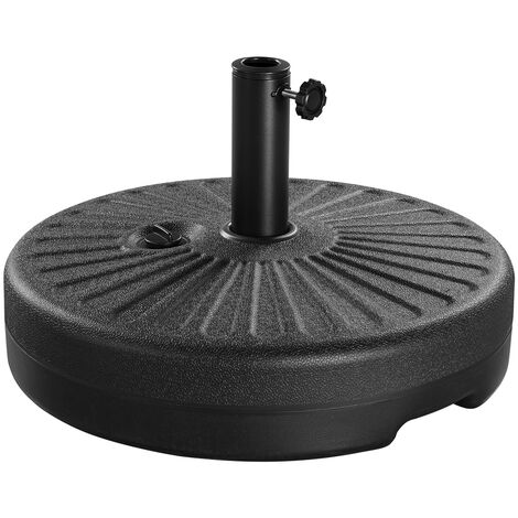 Yaheetech – Pied de parasol lourd 22 kg – Base remplissable d'eau 22 L – Compatible mât 38/48 mm – Ø 50 cm – Polyéthylène noir