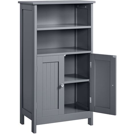 Yaheetech – Colonne de salle de bain avec 2 portes – Placard MDF gris foncé – Étagères réglables 15,4/21,8/28,2 cm – Dimensions 50x30x92,5 cm