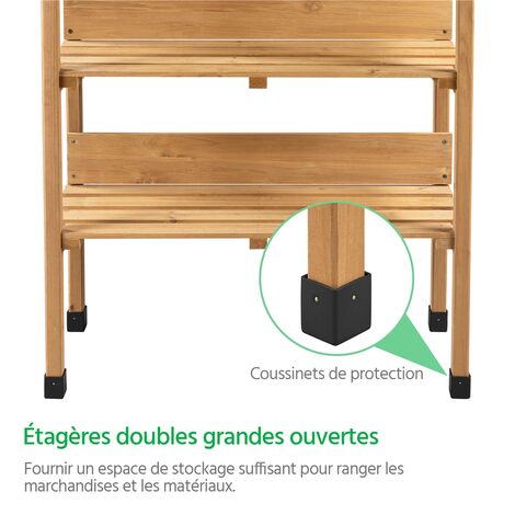 Table De Rempotage Extérieure En Bois D'acacia - Avec étagère Et Armoire à Persiennes, Plateau En Résine (80x40x90,5 Cm)