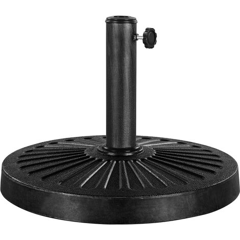Yaheetech Pied de Parasol Rond 14 kg Socle de Parasol en Résine et Métal Ø46x34 cm Accessoire d'extérieur pour Terrasse Piscine Patio Jardin Restaurant Noir