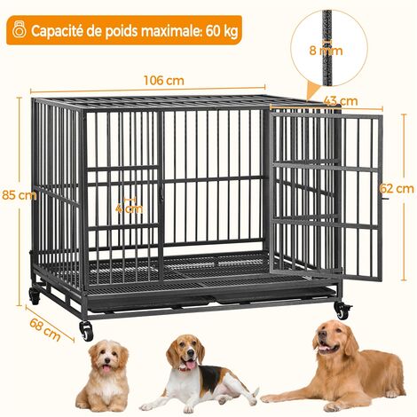 Yaheetech Cage pour Chien Intérieur Cage pour Animaux 106×68×85 cm Maison pour Chien Niche pour Animaux de Compagnie