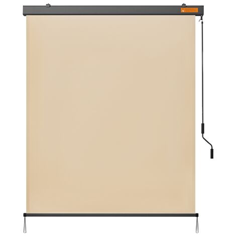 Yaheetech Store Enrouleur 250 × 154,5 cm Jour Nuit Store Occultant Rétractable avec Manivelle pour Protection Solaire Balcon Terrasse Restaurant Jardin Café Beige