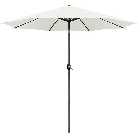 Yaheetech Parasol de Jardin Extérieur 300 cm Parasol avec 8 Baleines en Métal Manivelle avec Bouton-poussoir Protection Solaire pour Terrasse Jardin Plage Piscine Balcon Crème