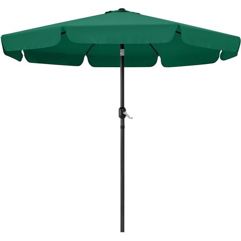 Yaheetech Parasol de Jardin Extérieur 268 cm Parasol Inclinable à 8 Baleines Parasol Balcon avec Manivelle Protection Solaire Terrasse Jardin Plage Piscine Balcon Vert Foncé