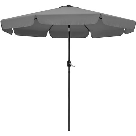 Yaheetech Parasol de Jardin Extérieur 268 cm Parasol Inclinable à 8 Baleines Parasol Balcon avec Manivelle Protection Solaire Terrasse Jardin Patio Plage Piscine Balcon Gris