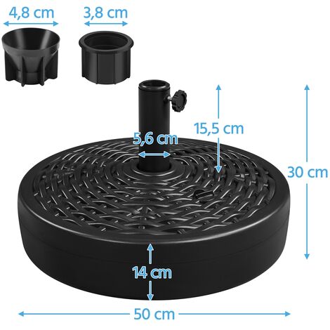 Yaheetech Pied De Parasol Lourd 25 Kg à Roulettes - Résine Imitation Rotin Pour Mât 38/48 Mm, Jardin Extérieur