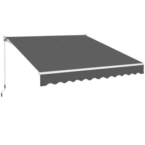 Yaheetech Auvent Rétractable de Contrôle Manuel 300 x 250 cm Auvent d'entrée et de Fenêtre avec Protection Solaire Auvent Réglable pour Balcon Terrasse Café Restaurant Gris Foncé (1/5)