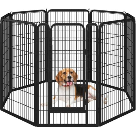 Yaheetech Parc pour Chien 8 Panneaux Enclos Chien Chiot Lapin Rongeur Exterieur Cage pour Chien Interieur avec Porte 71x120 cm