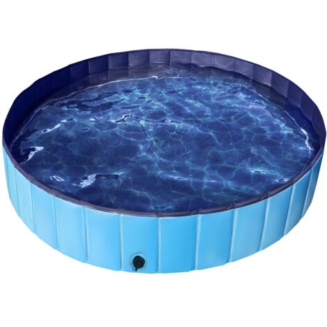 Yaheetech Piscine pour Chien Pliable XXXL Piscine Baignoire Bassin de Baignade Portable Bain pour Chien/Chat Animal Extérieur Intérieur Antidérapant avec Patchs de réparation et Brosse Bleu