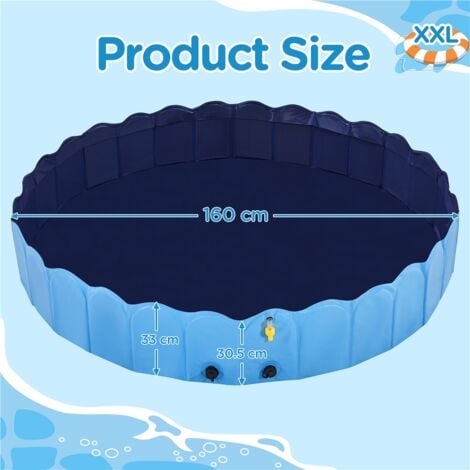 Yaheetech Piscine pour Chien Pliable 160 x 33cm Piscine Baignoire Bassin de Baignade Portable Bain Extérieur Intérieur Antidérapant avec Arroseur Bleu