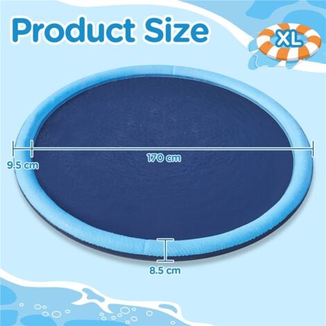 Yaheetech Piscine pour Chien Piscine à Jets d'eau pour Chien Piscine d'arrosage Pliable Antidérapante Bleu 170 x 8,5cm