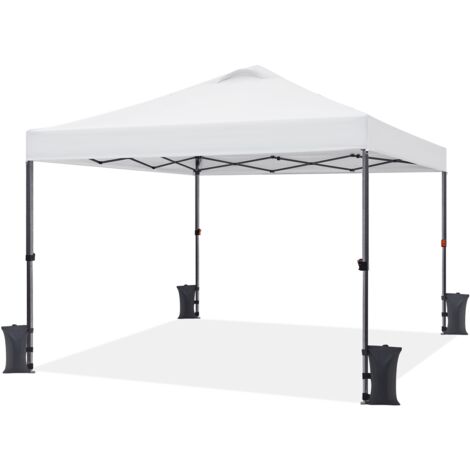 Yaheetech Tonnelle de Jardin 3 x 3 m Tonnelle Pliante, Tente Imperméable avec Sac de Transport Sac de Sable Cordes et Piquets pour Mariage Camping Jardin Fêtes Foire Blanc (1/5)