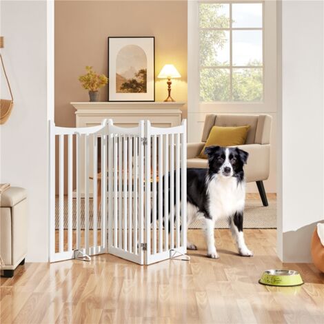 Barrière De Sécurité Pour Chien Pliable En Bois - 4 Panneaux, 204x60 Cm - Pieds Stables, Sans Installation - Pour Escalier, Salon, Porte - 7