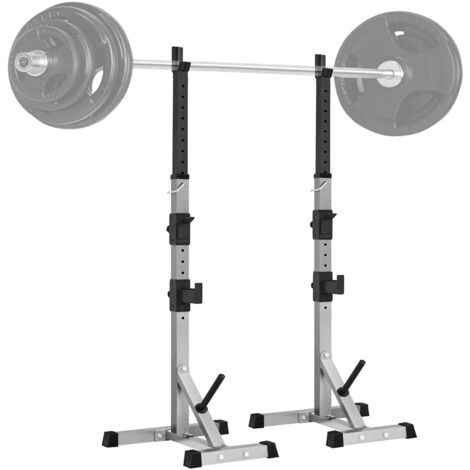 Yaheetech Cages de Squat Support d'Haltères Réglable 14 Niveaux 135,5-190,5 cm Charge max.300 kg Supports pour Haltères Longs Disques