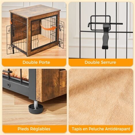 Yaheetech Cage pour Chien Intérieur Cage pour Animaux Maison pour Chien Niche en Bois pour Animaux de Compagnie 80.5×55.5×64 cm