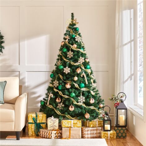 Yaheetech Sapin de Noël Artificiel 183 cm Arbre de Noël pour Décoration Fêtes de Noël avec Support en Métal 1000 Branches Matériau PVC