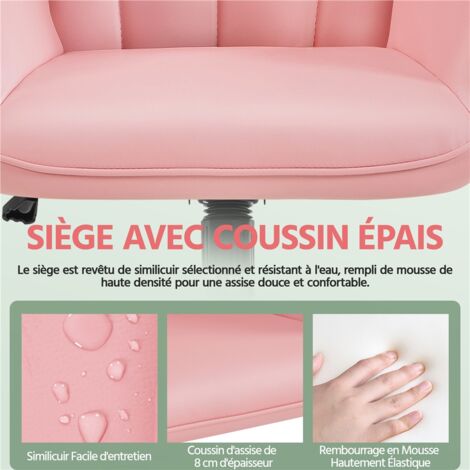 Chaise Bureau Ergonomique avec Appuie-tête Fonction Bascule Hauteur Réglable Fauteuil de Bureau en Simili Cuir à Dossier Haut
