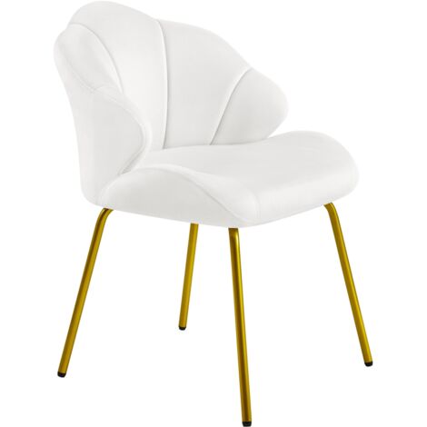 Yaheetech – Fauteuil coquillage en velours – Dossier ergonomique – Hauteur d'assise 46,5 cm – Pieds en métal plaqué or – Confort optimal pour salon et chambre